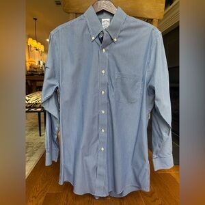 Brooks Brothers Non- Iron Navy Striped Button Down Shirt